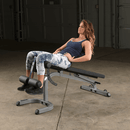 Body-Solid Flat Incline Decline Bench with Wheels for easy stow away.
