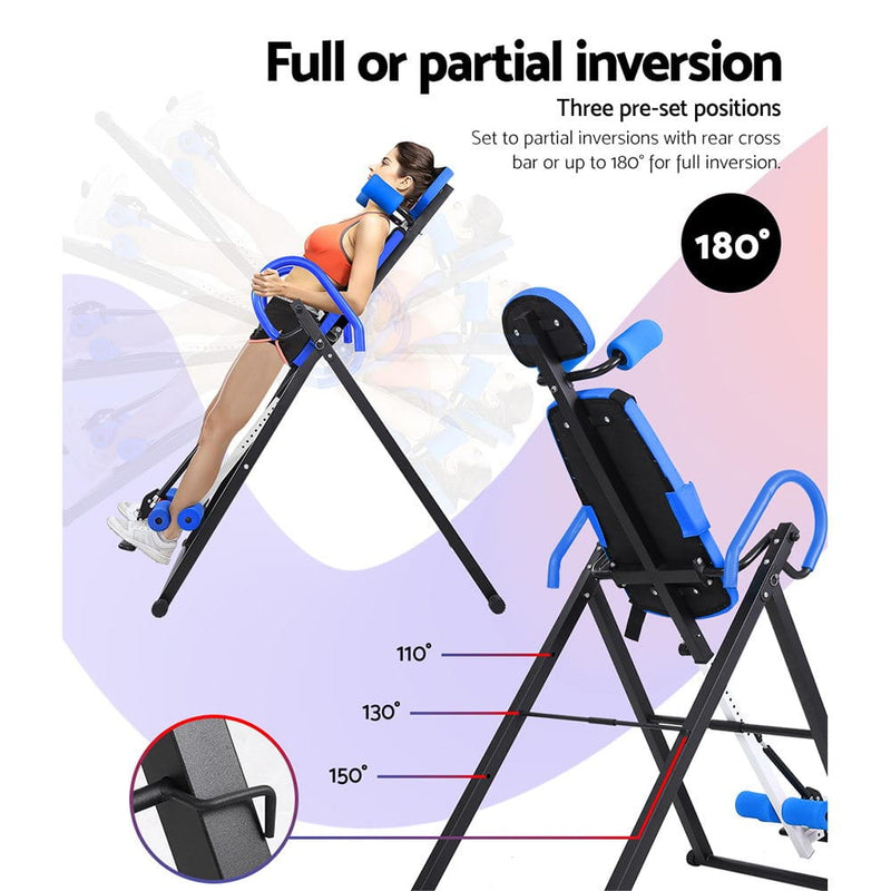 EFit Inversion Table Gravity Exercise Inverter Back Stretcher Home Gym Blue- ONLINE ONLY