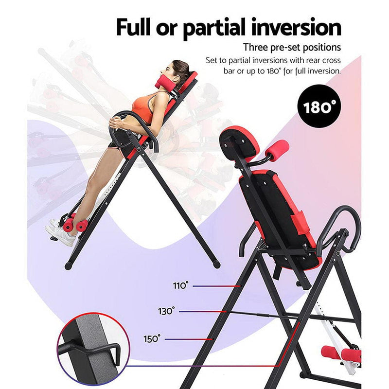 EFit Inversion Table Gravity Exercise Inverter Back Stretcher Home Gym Red- ONLINE ONLY