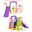 Keezi Kids Slide Swing Set Basketball Hoop Study Table Outdoor Toys 140cm Purple - ONLINE ONLY