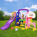 Keezi Kids Slide Swing Set Basketball Hoop Study Table Outdoor Toys 140cm Purple - ONLINE ONLY