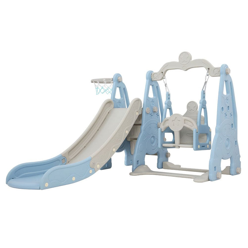 Keezi Kids Slide Swing Set Basketball Hoop Outdoor Playground Toys 170cm Blue - ONLINE ONLY