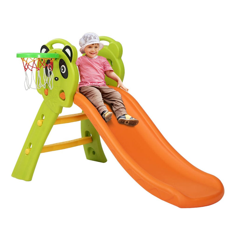 Keezi Kids Slide Set Basketball Hoop Indoor Outdoor Playground Toys 100cm Orange - ONLINE ONLY