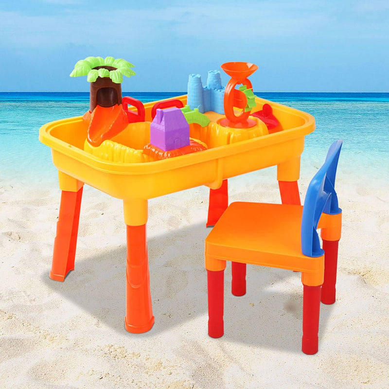 Keezi Kids Sandpit Pretend Play Set Sand Water Table Chair Outdoor Beach Toy - ONLINE ONLY