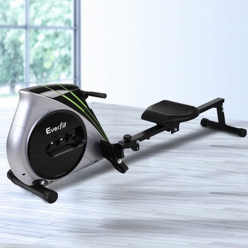 EFit Rowing Machine Rower Elastic Rope Resistance Fitness Home Cardio Silver- ONLINE ONLY