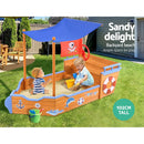 Keezi Kids Sandpit Wooden Boat Sand Pit with Canopy Bench Seat Beach Toys 165cm - ONLINE ONLY