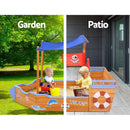 Keezi Kids Sandpit Wooden Boat Sand Pit with Canopy Bench Seat Beach Toys 165cm - ONLINE ONLY