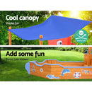 Keezi Kids Sandpit Wooden Boat Sand Pit with Canopy Bench Seat Beach Toys 165cm - ONLINE ONLY