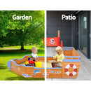Keezi Kids Sandpit Wooden Boat Sand Pit Bench Seat Outdoor Beach Toys 165cm - ONLINE ONLY