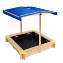 Keezi Kids Sandpit Wooden Sandbox Sand Pit with Canopy Bench Seat Toys 101cm - ONLINE ONLY