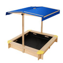 Keezi Kids Sandpit Wooden Sandbox Sand Pit with Canopy Bench Seat Toys 101cm - ONLINE ONLY