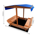 Keezi Kids Sandpit Wooden Sandbox Sand Pit with Canopy Foldable Seat Toys 120cm - ONLINE ONLY