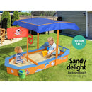 Keezi Kids Sandpit Wooden Boat Sand Pit with Canopy Bench Seat Beach Toys 150cm - ONLINE ONLY
