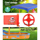Keezi Kids Sandpit Wooden Boat Sand Pit with Canopy Bench Seat Beach Toys 150cm - ONLINE ONLY