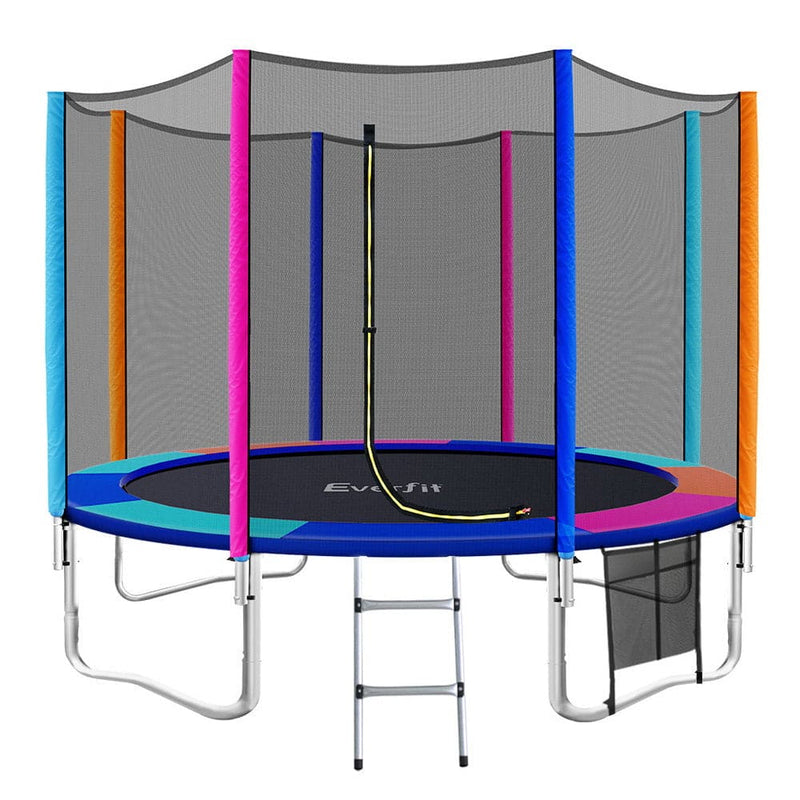 EFit 12FT Trampoline for Kids w/ Ladder Enclosure Safety Net Pad Gift Round- ONLINE ONLY