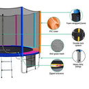 EFit 12FT Trampoline for Kids w/ Ladder Enclosure Safety Net Pad Gift Round- ONLINE ONLY