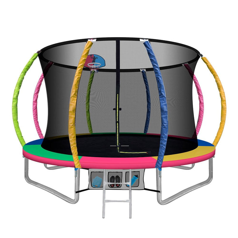 EFit 10FT Trampoline for Kids w/ Ladder Enclosure Safety Net Rebounder Colors- ONLINE ONLY