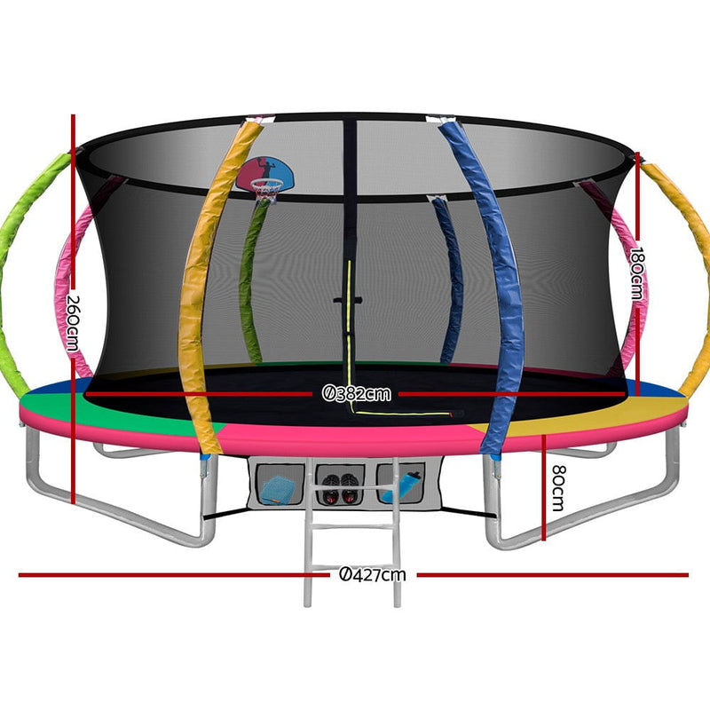 EFit 14FT Trampoline for Kids w/ Ladder Enclosure Safety Net Rebounder Colors- ONLINE ONLY