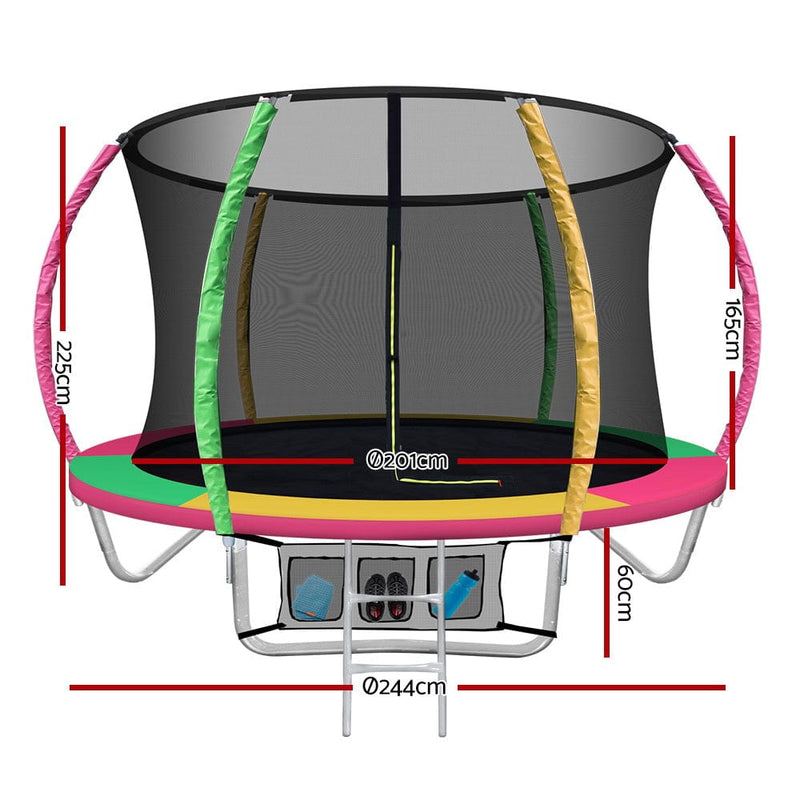 EFit 8FT Trampoline for Kids w/ Ladder Enclosure Safety Net Rebounder Colors- ONLINE ONLY