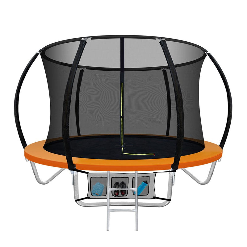 EFit 8FT Trampoline for Kids w/ Ladder Enclosure Safety Net Rebounder Orange- ONLINE ONLY