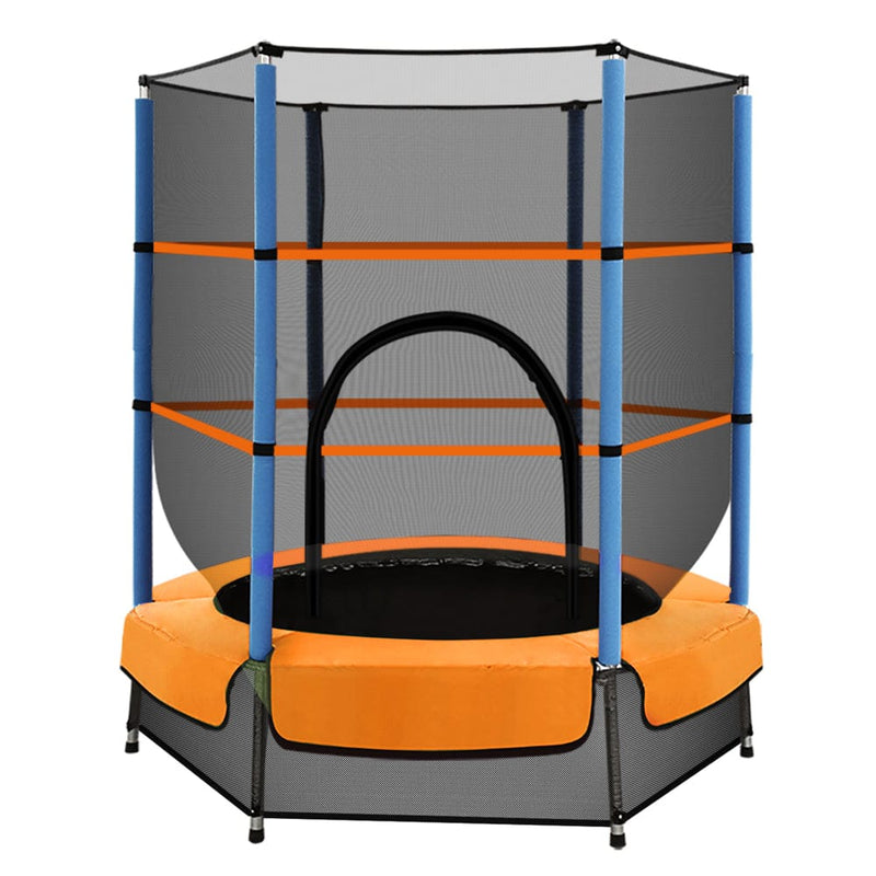 EFit 4.5FT Trampoline for Kids w/ Enclosure Safety Net Rebounder Gift Orange- ONLINE ONLY