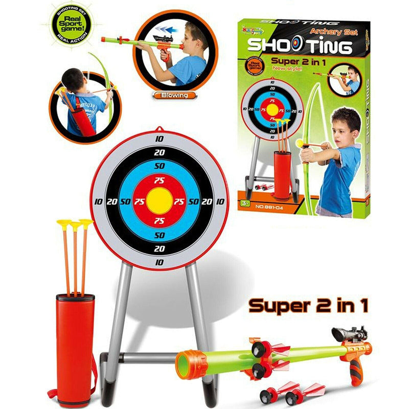 New Kingsport Large 2 in 1 Archery Set Kids Suction Arrows Target 90cm Stand (Online Only)