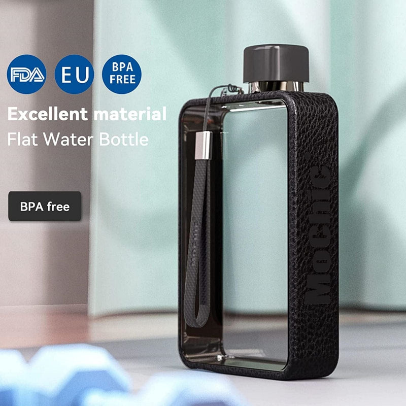 A5 Flat Water Bottle Portable Travel Mug BPA Free Water Bottle (Black) [ONLINE ONLY]