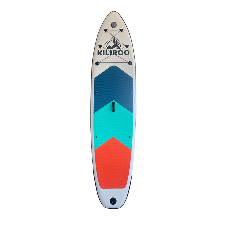 KILIROO Inflatable Stand Up Paddle Board Balanced SUP Portable Ultralight, 10.5 x 2.5 x 0.5 ft, with EVA Anti-Slip Pad Grey, Tiffany Blue & Red (ONLINE ONLY)