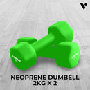 VP Neoprene Dumbbell 2kg x 2 Green [ONLINE ONLY]