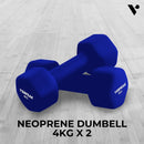 VP Neoprene Dumbbell 4kg x 2 Blue [ONLINE ONLY]