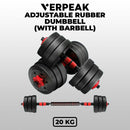 VP Adjustable Rubber Dumbbells 20kg [ONLINE ONLY]