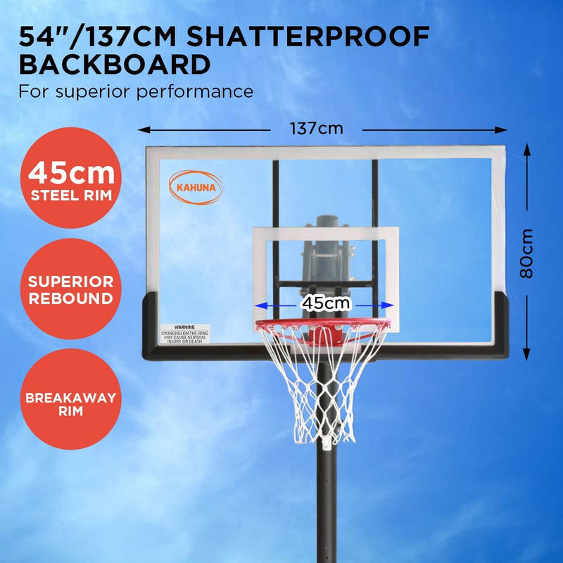 Kahuna Portable Basketball Hoop System 2.3 to 3.05m for Kids & Adults - ONLINE ONLY - Free Shipping!