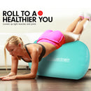 Powertrain Sports Inflatable Gymnastics Air Barrel Exercise Roller 120 x 75cm - Green  - ONLINE ONLY