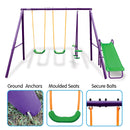 Kahuna Kids 4-Seater Swing Set with Slide Purple Green - ONLINE ONLY - Free Shipping!