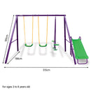 Kahuna Kids 4-Seater Swing Set with Slide Purple Green - ONLINE ONLY - Free Shipping!