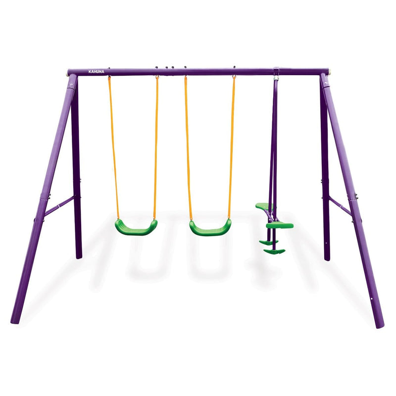 Kahuna Kids 4-Seater Swing Set Purple Green - ONLINE ONLY - Free Shipping!