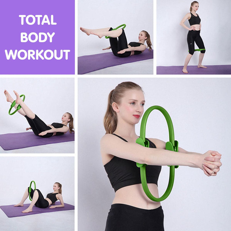 Powertrain Pilates Ring Band Yoga Home Workout Exercise Band Green - ONLINE ONLY
