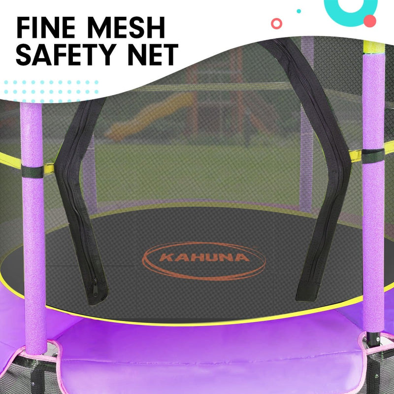 Kahuna 4.5ft Trampoline Round Free Safety Net Spring Pad Cover Mat Outdoor Yellow Purple - ONLINE ONLY