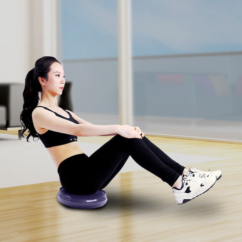 Powertrain Yoga Stability Disc w/ Pump Home Gym Pilate Balance Trainer - Purple - ONLINE ONLY