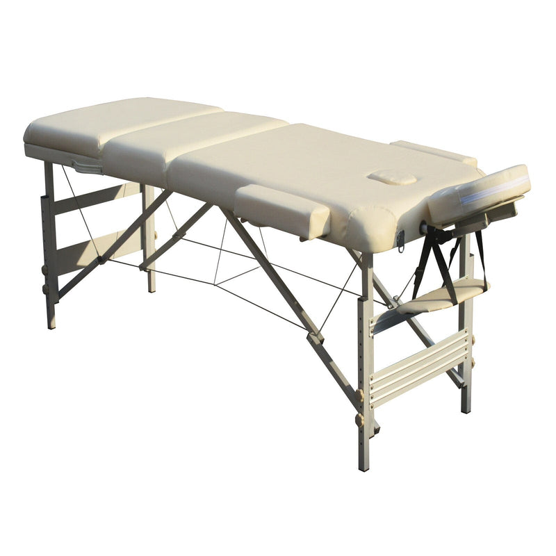 YES4HOMES 3 Fold Portable Aluminium Massage Table Massage Bed Beauty Therapy Beige - Online Only