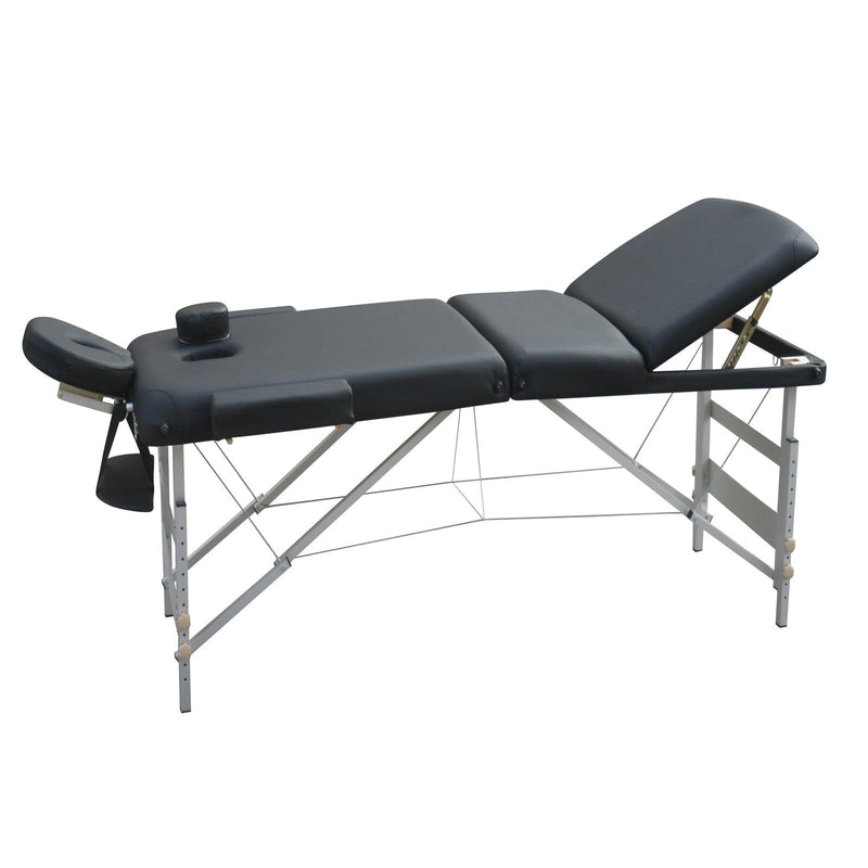 YES4HOMES 3 Fold Portable Aluminium Massage Table Massage Bed Beauty Therapy Black - Online Only