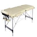 YES4HOMES 3 Fold Portable Aluminium Massage Table Massage Bed Beauty Therapy Beige - Online Only
