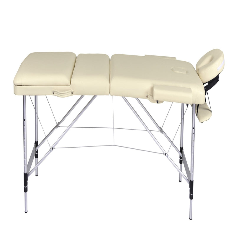 YES4HOMES 3 Fold Portable Aluminium Massage Table Massage Bed Beauty Therapy Beige - Online Only