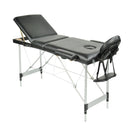 YES4HOMES Black 3 Fold Portable Aluminium Massage Table Massage Bed Beauty Therapy - Online Only