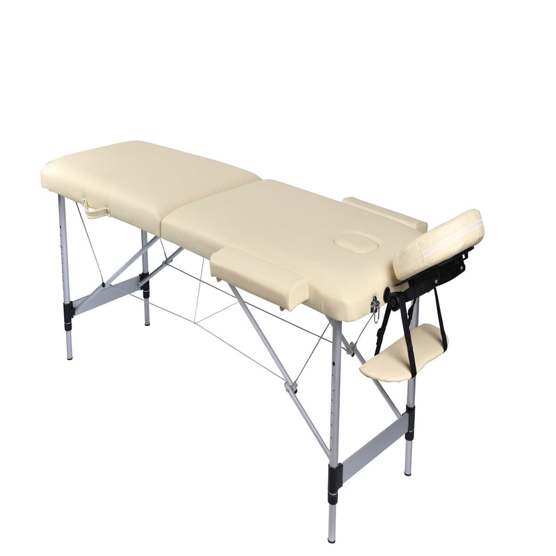 YES4HOMES 2 Fold Portable Aluminium Massage Table Massage Bed Beauty Therapy Beige - Online Only