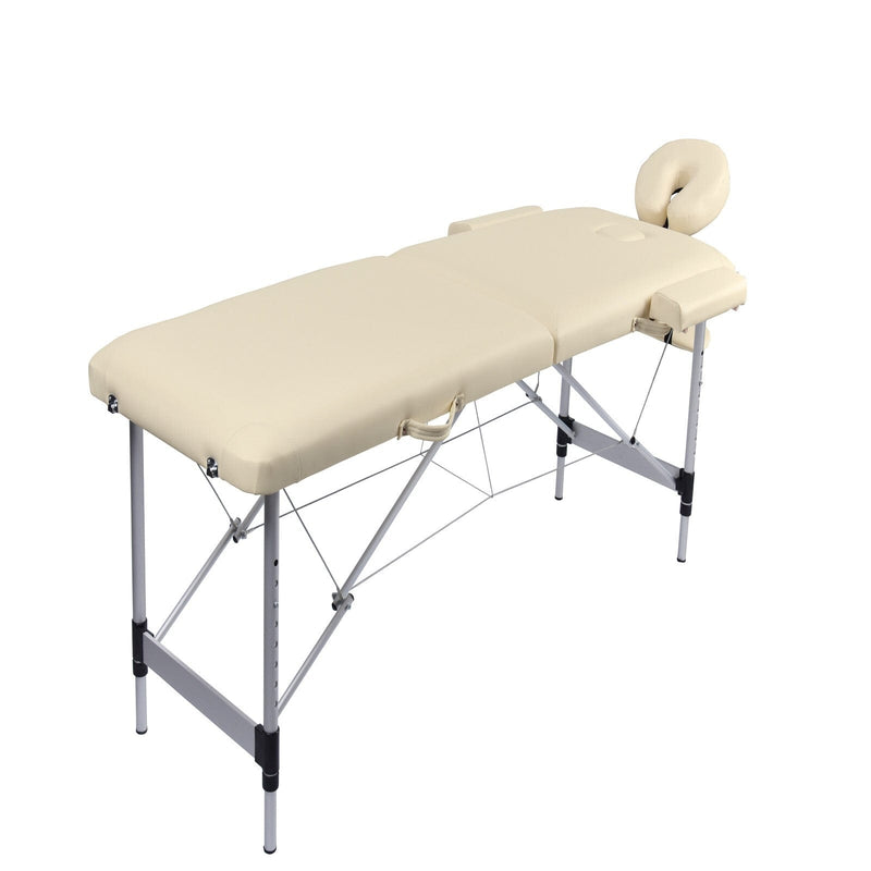 YES4HOMES 2 Fold Portable Aluminium Massage Table Massage Bed Beauty Therapy Beige - Online Only