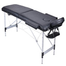 YES4HOMES 2 Fold Portable Aluminium Massage Table Massage Bed Beauty Therapy Black - Online Only