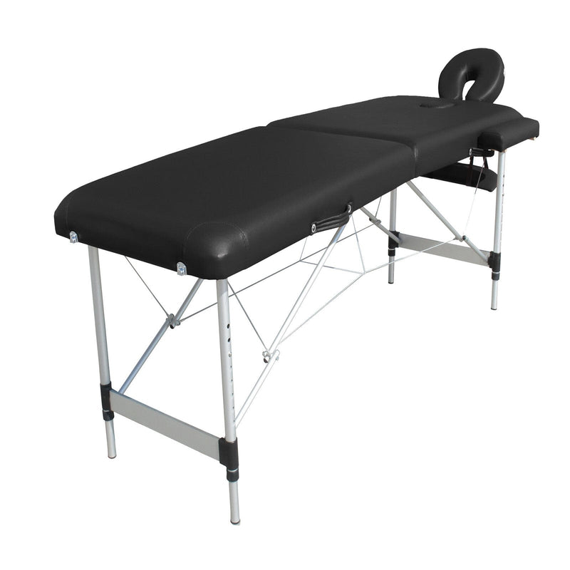 YES4HOMES 2 Fold Portable Aluminium Massage Table Massage Bed Beauty Therapy Black - Online Only