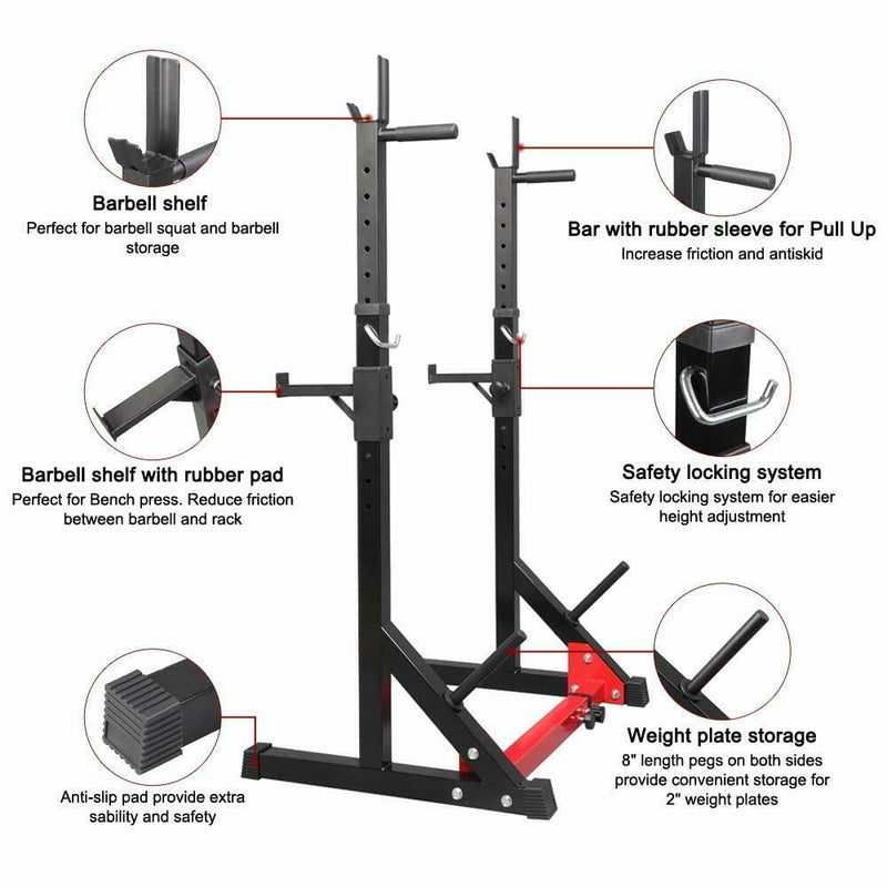 Squat Barbell Pair Rack Bench Home Gym Weight Fitness Lifting Stand (Online Only)