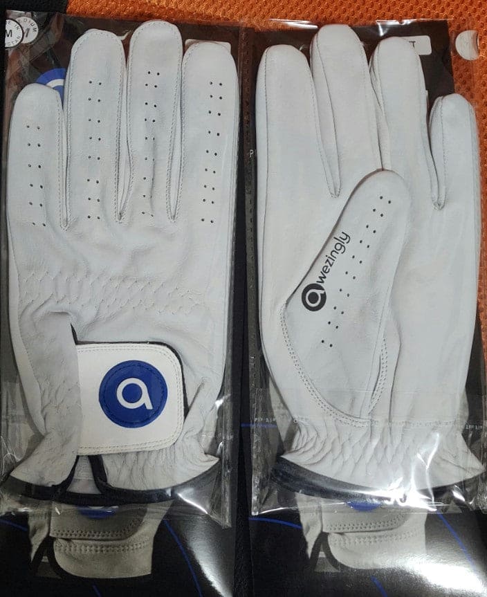 Awezingly Premium Quality Cabretta Leather Golf Glove for Men - White (L) - ONLINE ONLY